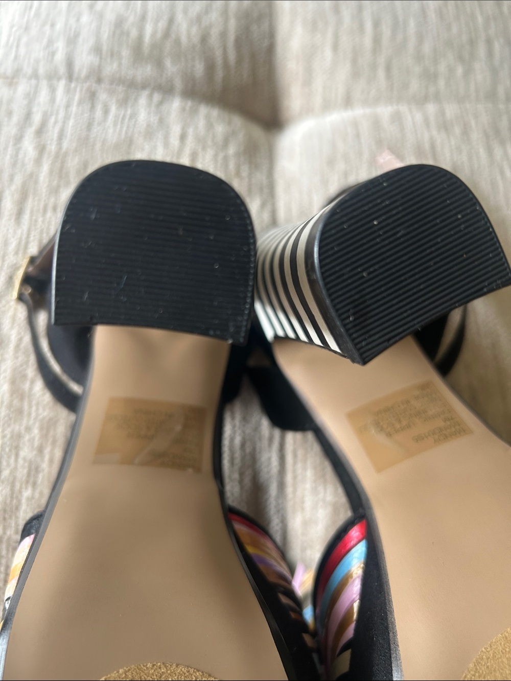 Betsey Johnson Black Platform Sandals with Multicolor Pom-Pom - Picture 5 of 7